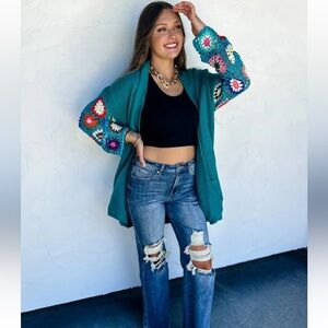 Blakeley crochet sleeve cardigan. One size